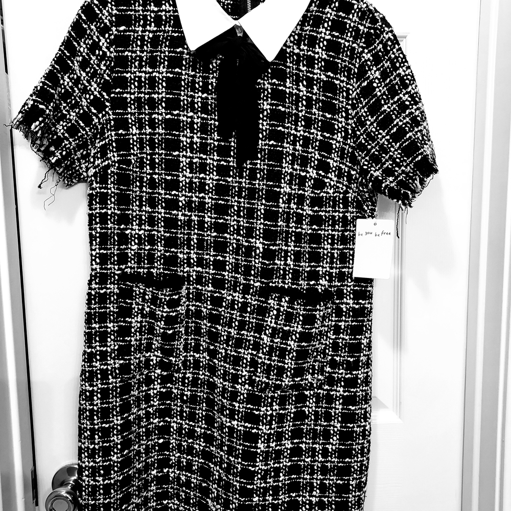 Elegant Black and White Checkered Dress